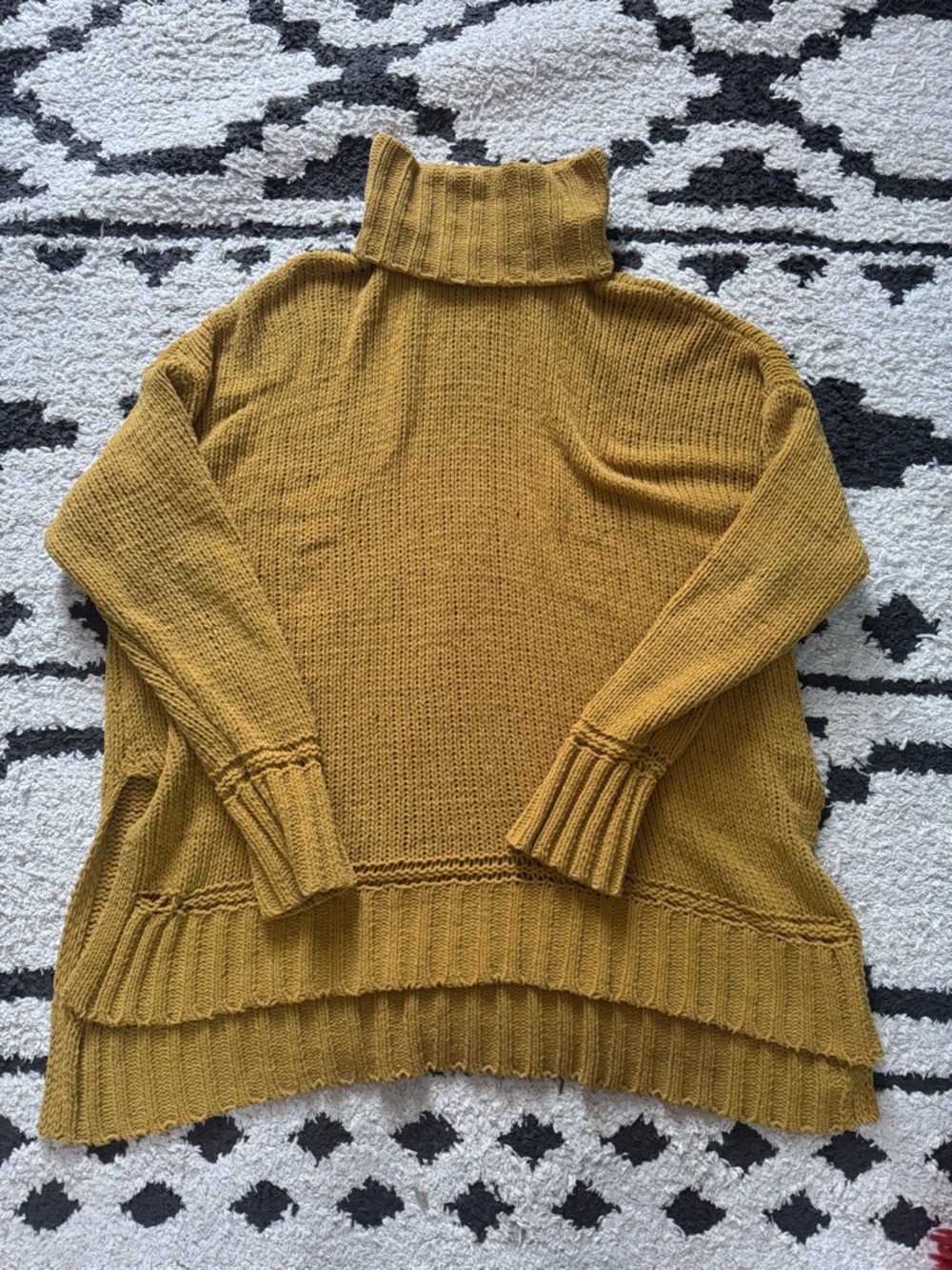 aerie Mustard Ribbed Turtleneck Sweater